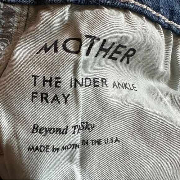 MOTHER The Insider Ankle Fray Button Fly Jeans Beyond the sky Size 26 - Picture 8 of 13